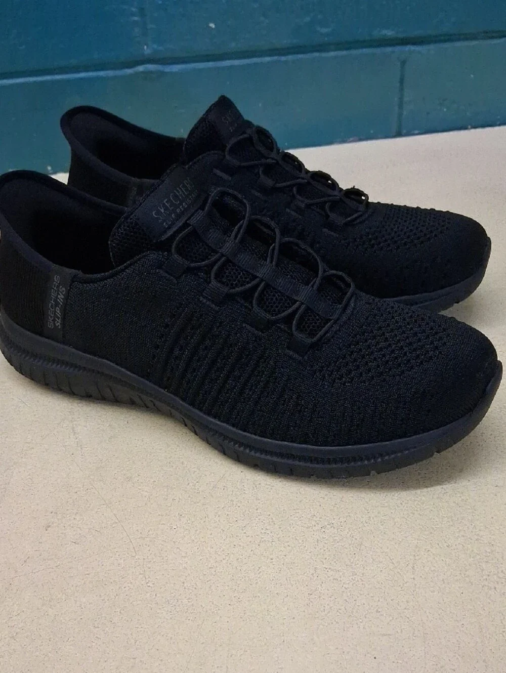 Skechers Work Slip Resistant Women's Black Knit Slip-On Athletic Sneakers